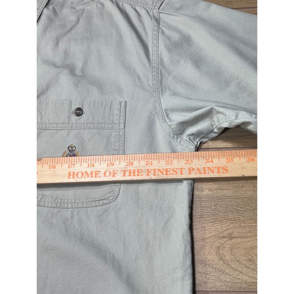 Bugle Boy Company Mens Short Sleeve Button Down Khaki Tan Embroidered  L‎ Y2K - Picture 5 of 9